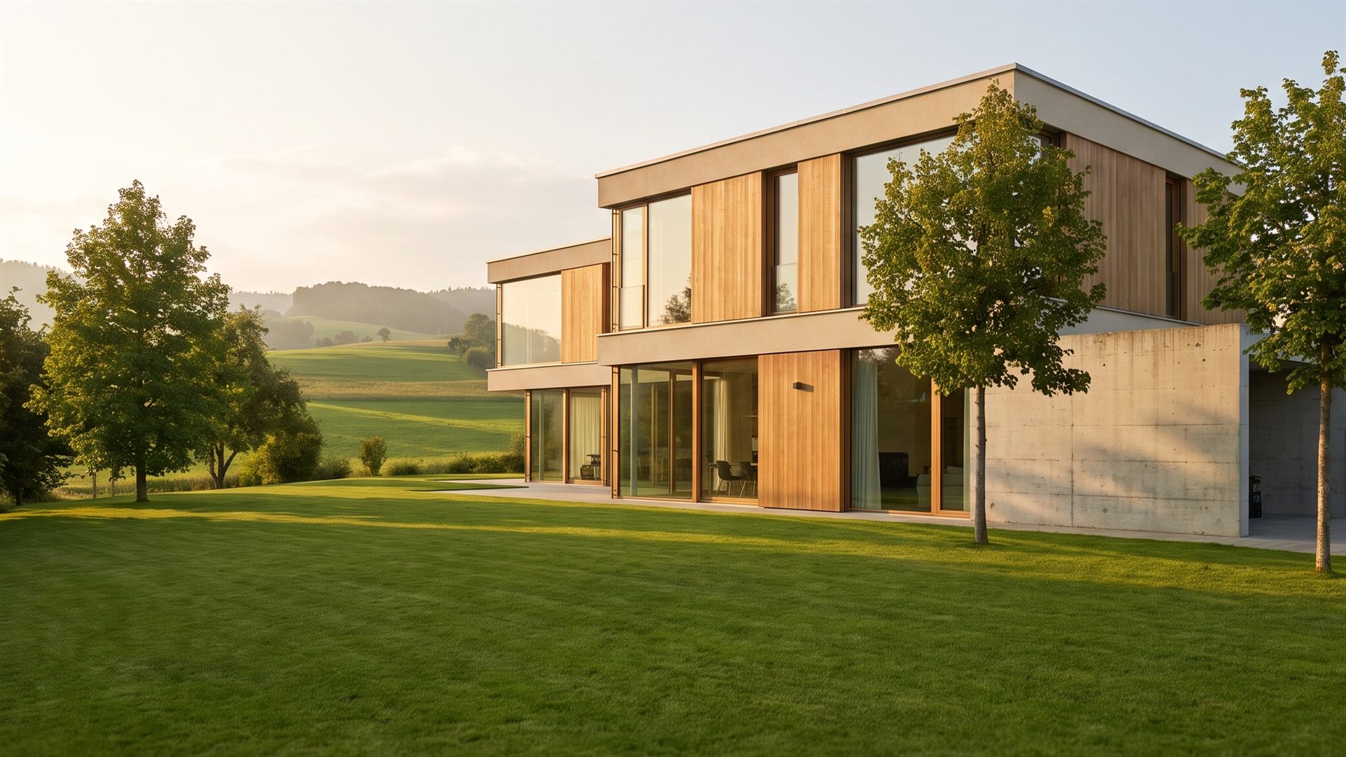 Modernes Einfamilienhaus mit Holzfassade in der Aargauer Landschaft